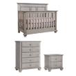 Pemberly Row Set of 3 4-in-1 Convertible Crib & Chest & Nightstand in Wash Gray