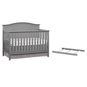 Pemberly Row Set of 2 4-in-1 Convertible Crib & Full Bed Conversion Kit in Gray