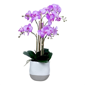 Pemberly Row 27.5&quot Artificial Faux Purple Orchid Arrangement in Planter