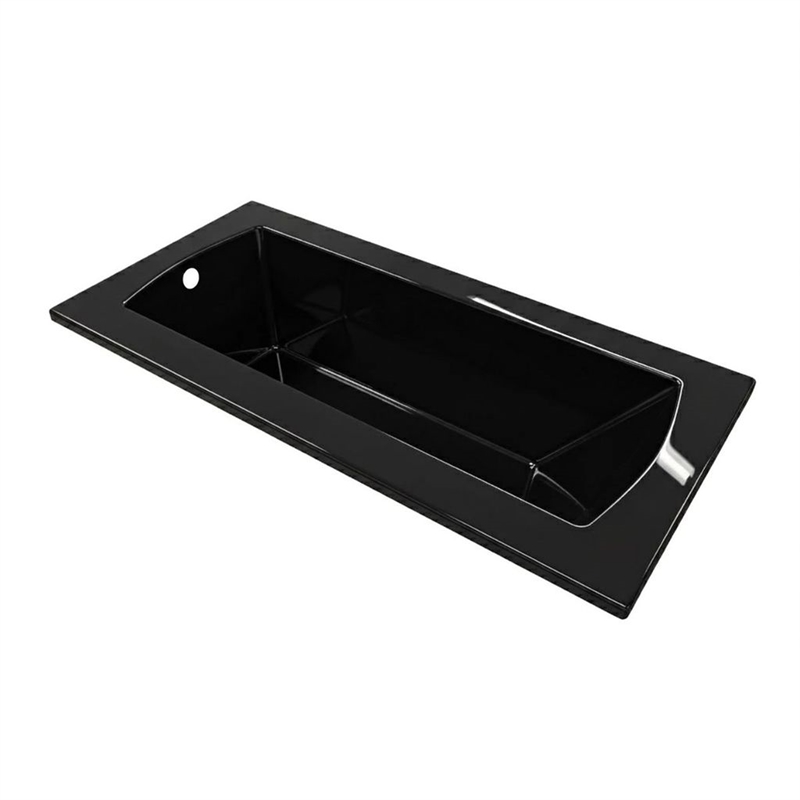 Pemberly Row 66X32 Contemporary Rectangular Acrylic Drop-In Bath tub in Black