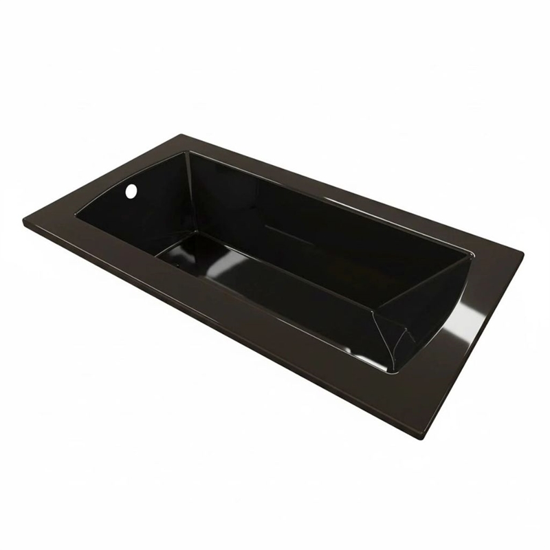 Pemberly Row 66X36 Contemporary Rectangular Acrylic Drop-In Bath tub in Black
