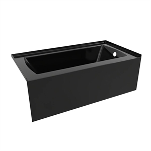Pemberly Row Right Hand Drain Bathtub with Smooth Integral Skirt in Black