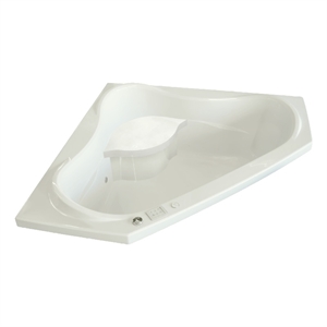 Pemberly Row Acrylic Corner Drop In Bath Tub With Large Molded Seat in Biscut