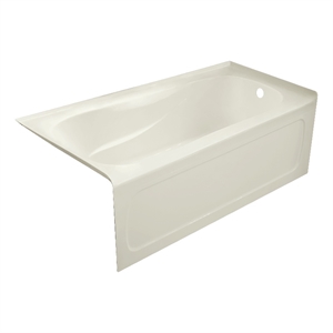 Pemberly Row Right Hand Acrylic Bathtub with Interior & Integral Skirt in Biscut