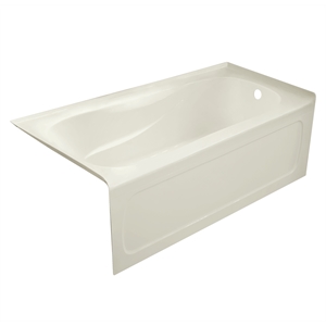 Pemberly Row Right Hand Acrylic Bathtub with Interior & Integral Skirt in Biscut