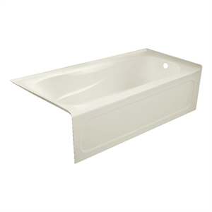 Pemberly Row Right Hand Acrylic Bathtub with Interior & Integral Skirt in Biscut