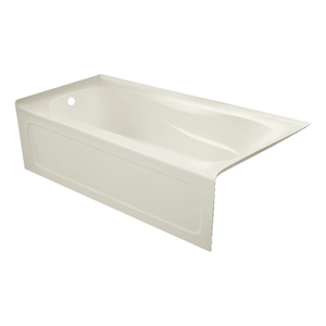 Pemberly Row Left Hand Bathtub Sculpted Interior & Integral Skirt in Biscut
