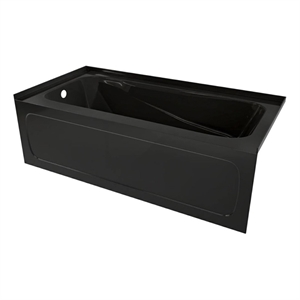 Pemberly Row Left Hand Bathtub Sculpted Interior & Integral Skirt in Black
