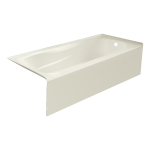 Pemberly Row Right Hand Bathtub Sculpted Interior & Smooth Skirt in Biscut