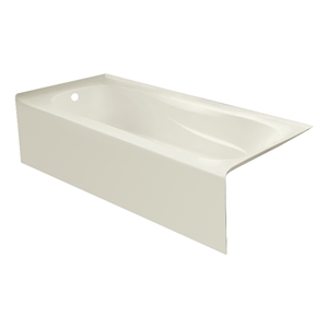 Pemberly Row Left Hand Bathtub Sculpted Interior & Smooth Skirt in Biscut