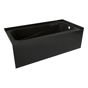 Pemberly Row Right Hand Bathtub Sculpted Interior & Smooth Skirt in Black