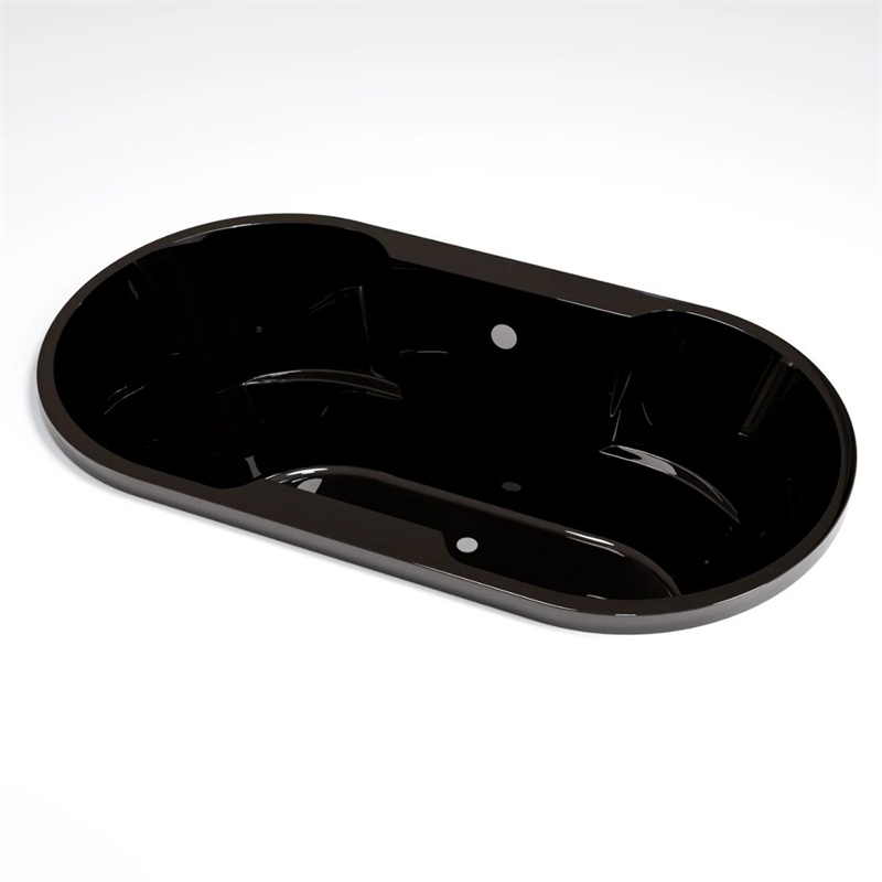 Pemberly Row 70X40 Contemporary Oval Acrylic Contoured Drop-In Bath tub in Black