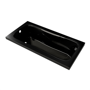 Pemberly Row Drop-In Bathtub with Classic Interior & Molded Armrests in Black