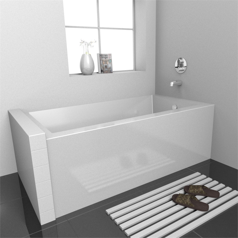 Pemberly Row 54X30 Left Hand Drain Bathtub w/ Smooth Integral Skirt in White