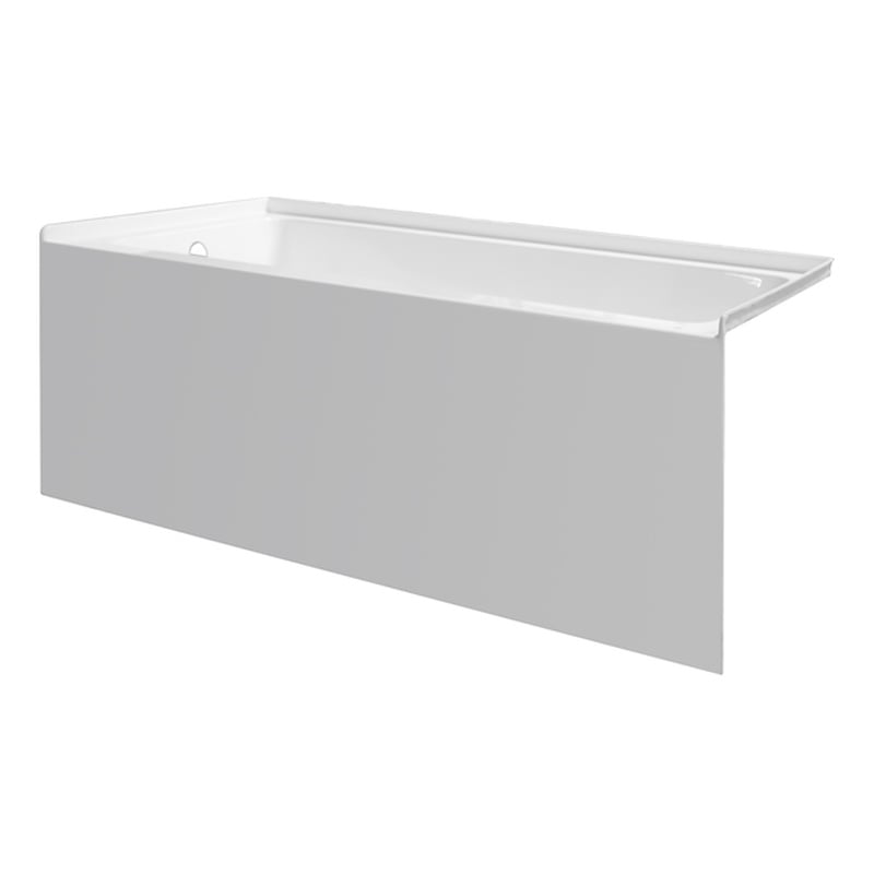 Pemberly Row 54X30 Left Hand Drain Bathtub w/ Smooth Integral Skirt in White