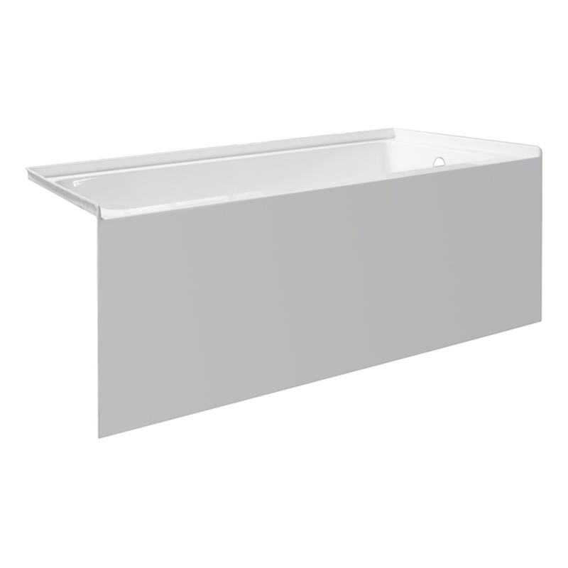 Pemberly Row 54X30 Right Hand Drain Bathtub w/ Smooth Integral Skirt in White