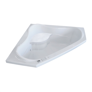 Pemberly Row Acrylic 60 X 60 Corner Drop In Bathtub w/ Seat in White