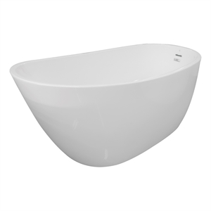 Pemberly Row Acrylic Oval Freestanding Acrylicsulated Bathtub in White