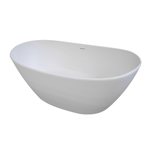 Pemberly Row Acrylic Oval Freestanding Matte Bathtub in White