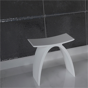 Pemberly Row Acrylic 17&quot Tall Stone Resin Arched Modern Stool in White