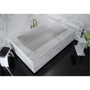 Pemberly Row Acrylic 60 X 36 Rectangular Undermount Bathtub in White