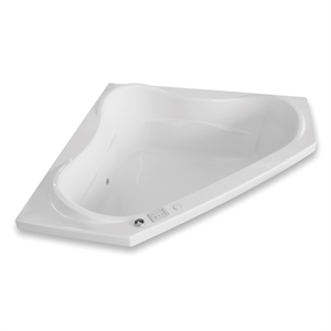 Pemberly Row Acrylic 60X60 Corner Drop In Bathtub Contoured Interior in White