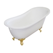 Pemberly Row Acrylic 61 X30 X33 Single Slipper Clawfoot Tub with Gold Feet