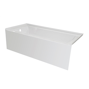 Pemberly Row Acrylic 60X36 Left Drain Above Floor Rough Bathtub in White