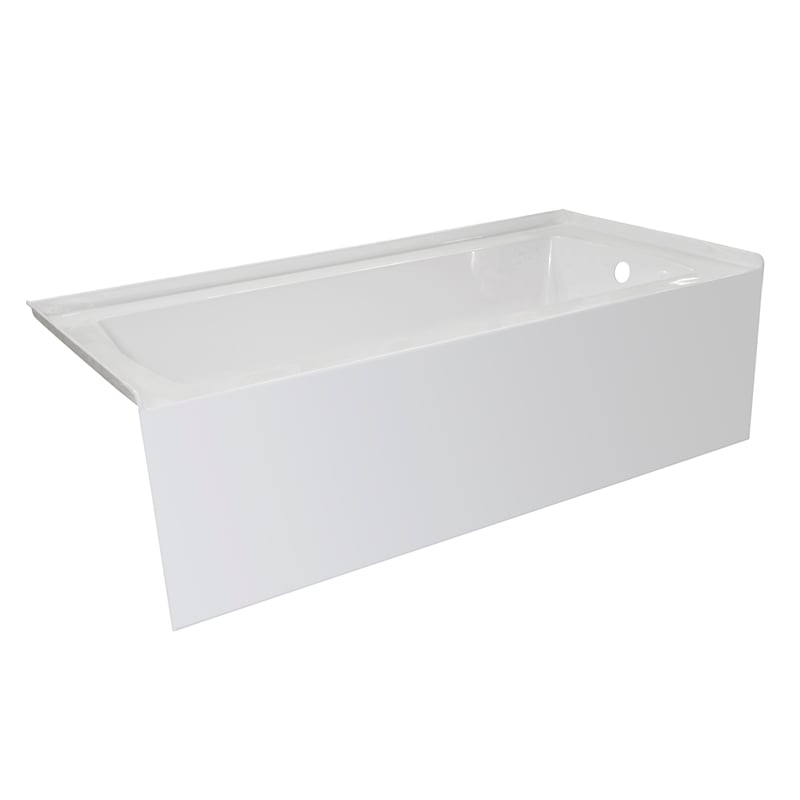 Pemberly Row Acrylic 66X30 Right Drain Above Floor Rough Bathtub in White