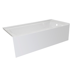 Pemberly Row Acrylic 66X30 Right Drain Above Floor Rough Bathtub in White
