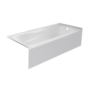 Pemberly Row Acrylic 66X32 Right Drain Above Floor Rough Bathtub in White