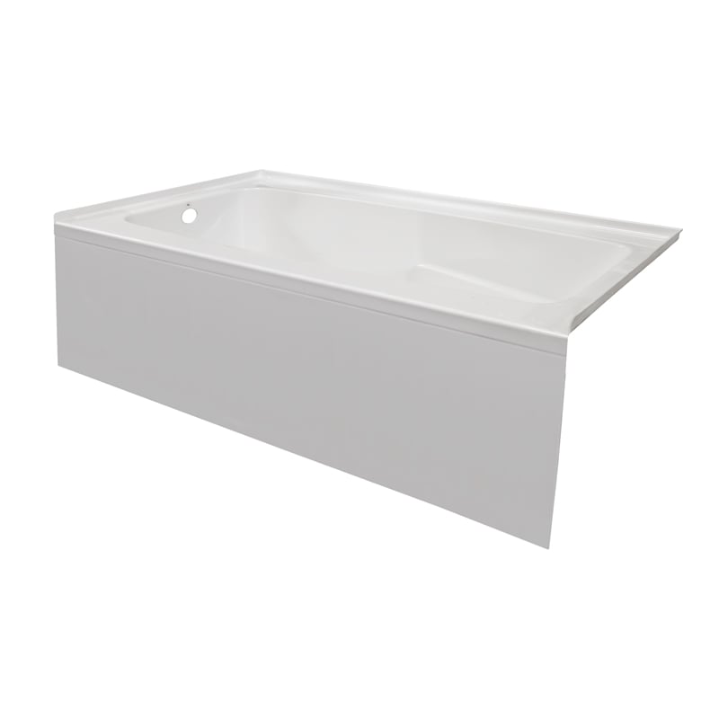 Pemberly Row Acrylic p72X30 Left Drain Above Floor Rough Bathtub in White
