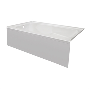 Pemberly Row Acrylic 72X32 Left Drain Above Floor Rough Bathtub in White