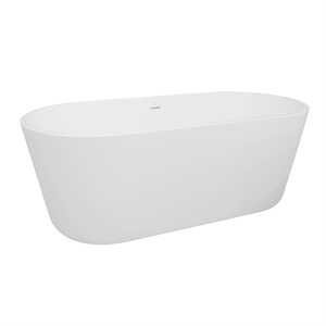 Pemberly Row Acrylic Oval Freestanding Acrylicsulated Bathtub in White