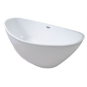 Pemberly Row Acrylic Oval Freestanding Acrylicsulated Bathtub in White