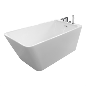 Pemberly Row Acrylic Freestanding Acrylicsulated Bathtub in White