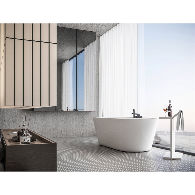 Pemberly Row Acrylic Oval Freestanding Acrylicsulated Bathtub in White