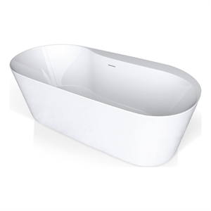 Pemberly Row Acrylic Oval Freestanding Acrylicsulated Bathtub in White