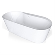 Pemberly Row Acrylic Oval Freestanding Acrylicsulated Bathtub in White