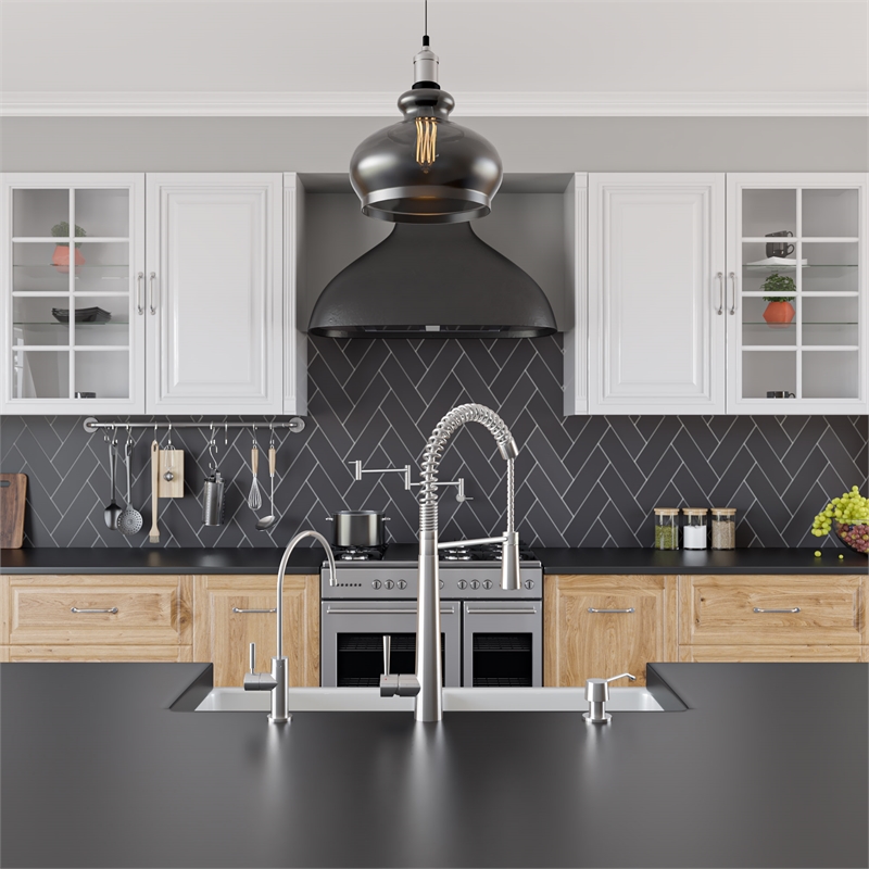 Pemberly Row Solid Stainless Steel Commercial Spring Kitchen Faucet