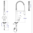 Pemberly Row Solid Stainless Steel Commercial Spring Kitchen Faucet