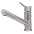 Pemberly Row Solid Brushed Stainless Steel Pull Out Single Hole Kitchen Faucet