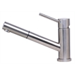 Pemberly Row Solid Brushed Stainless Steel Pull Out Single Hole Kitchen Faucet