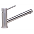Pemberly Row Solid Brushed Stainless Steel Pull Out Single Hole Kitchen Faucet