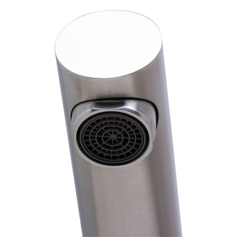 Pemberly Row Solid Brushed Stainless Steel Pull Out Single Hole Kitchen Faucet