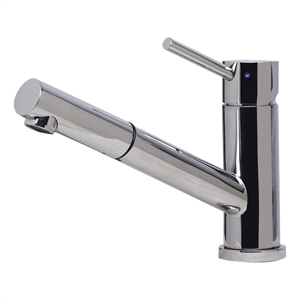 Pemberly Row Solid Polished Stainless Steel Pull Out Single Hole Kitchen Faucet