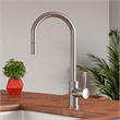 Pemberly Row Solid Brushed Stainless Steel Single Hole Pull Down Kitchen Faucet