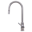 Pemberly Row Solid Brushed Stainless Steel Single Hole Pull Down Kitchen Faucet