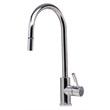 Pemberly Row Solid Polished Stainless Steel Single Hole Pull Down Kitchen Faucet