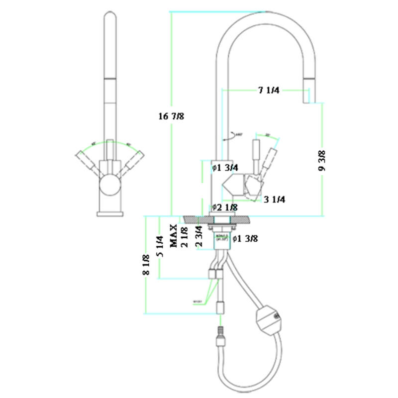 Pemberly Row Solid Polished Stainless Steel Single Hole Pull Down Kitchen Faucet